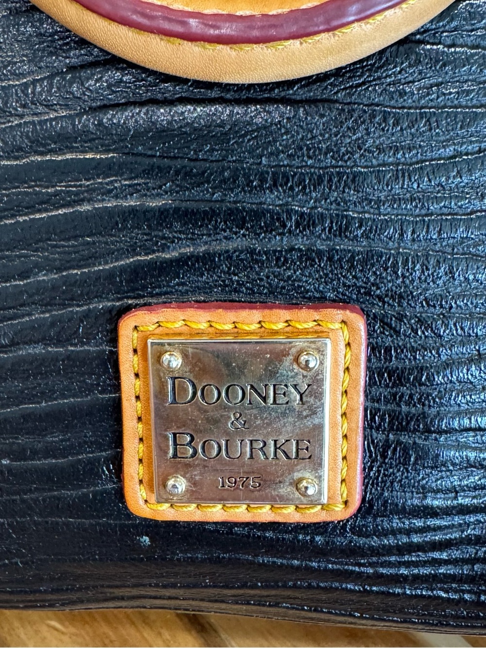 Dooney & Bourke Black Leather Satchel with Tan Accents - Picture 8 of 14